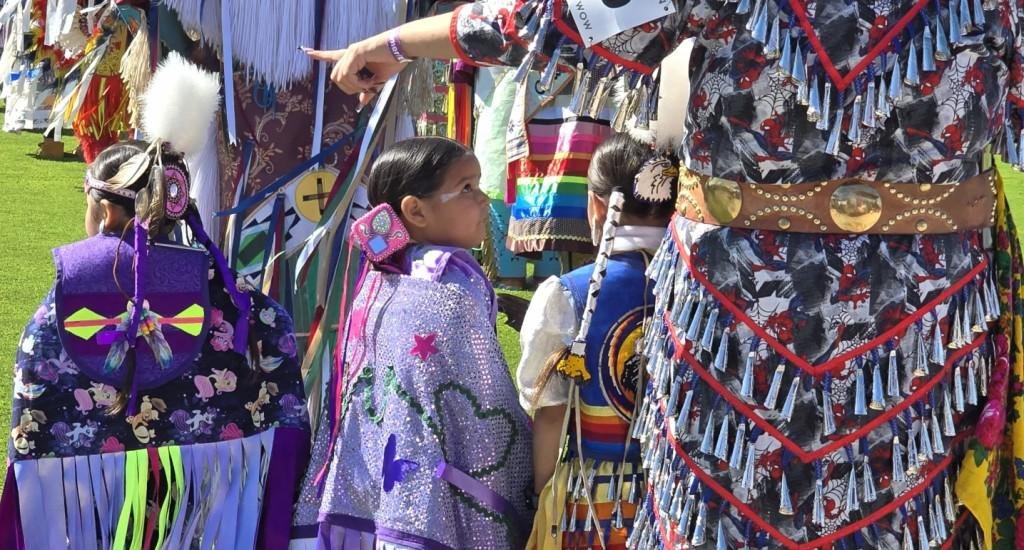 Snow Mountain Paiute Pow Wow Grand Entry - a candid shot of a scolding mom.