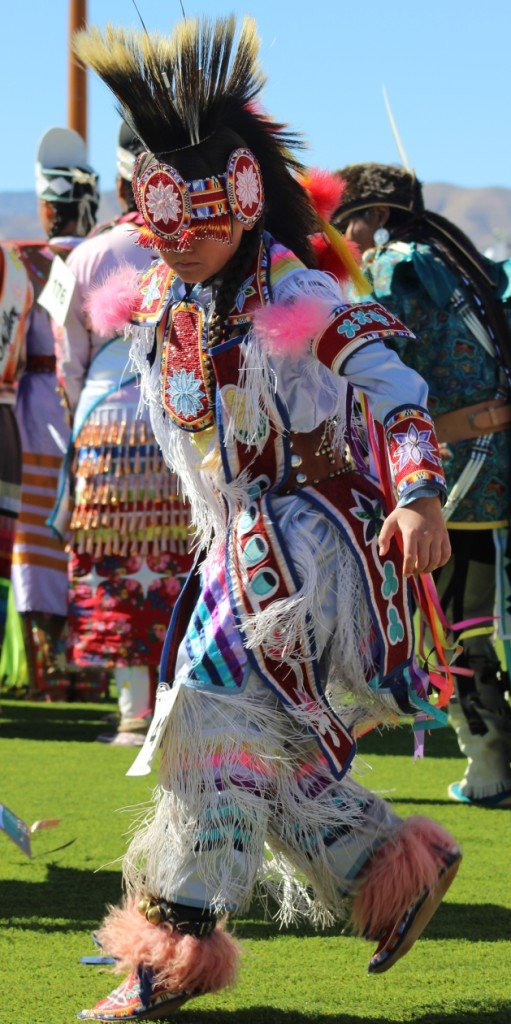Snow Mountain Paiute Pow Wow Grand Entry - a young girl dances in rhythm to the drums.