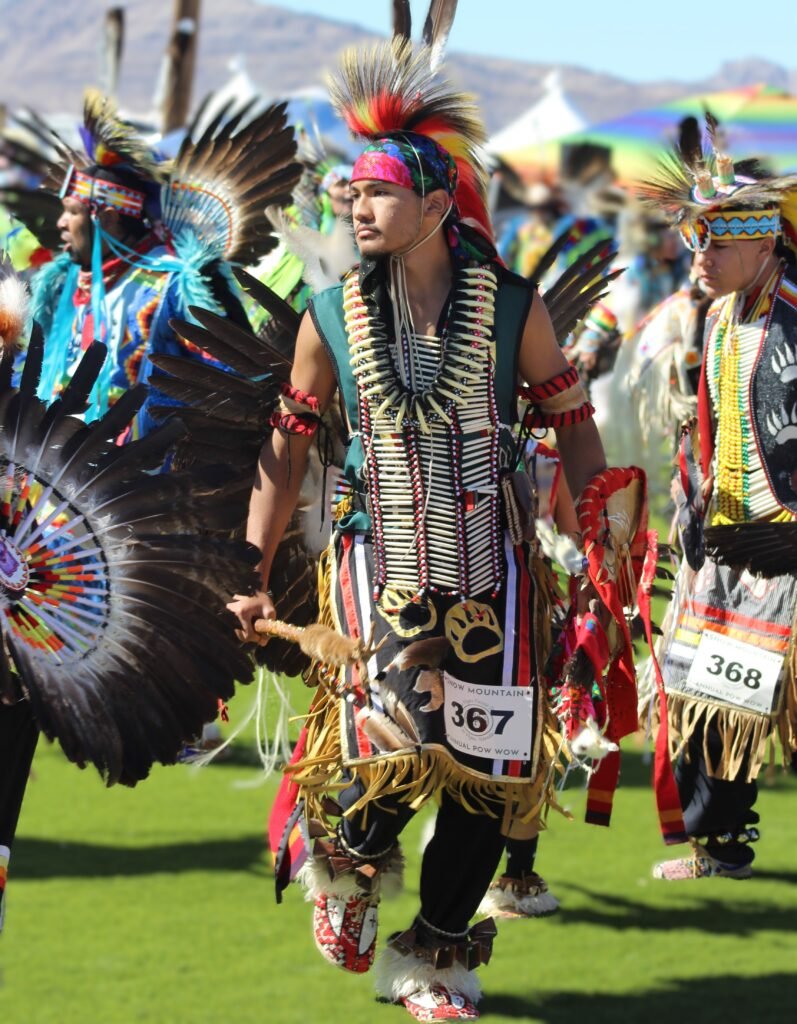 Snow Mountain Paiute Pow Wow Grand Entry - a young man follows the rhythms of the drums.