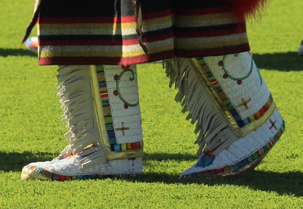 Snow Mountain Paiute Pow Wow Grand Entry - A detail of the beautiful moccasins worn by participants.