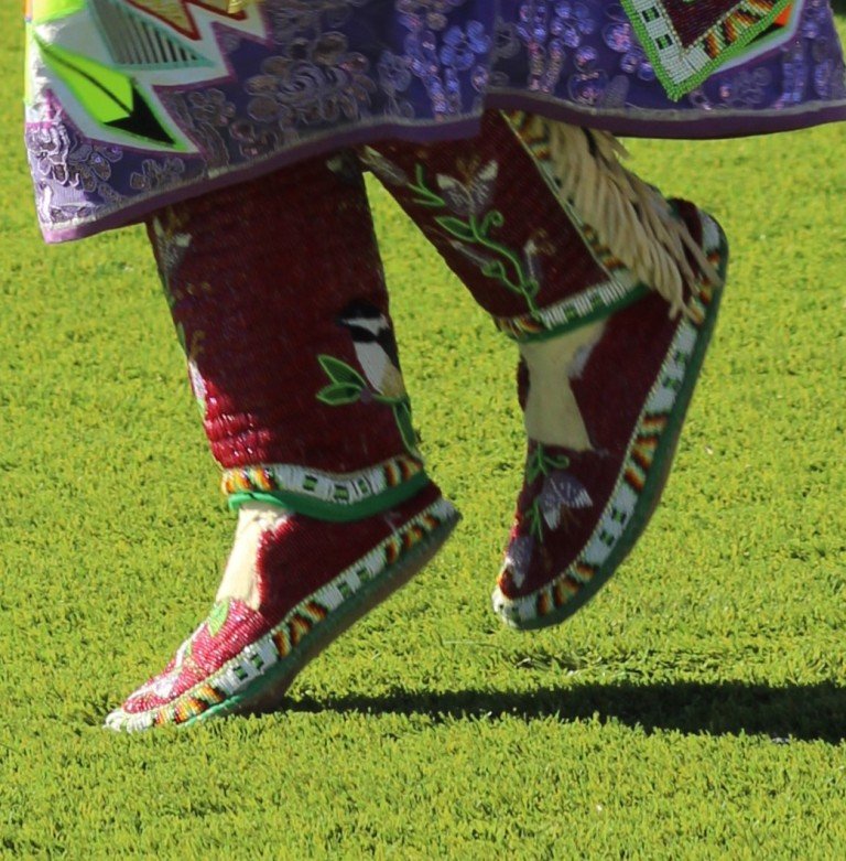 Snow Mountain Paiute Pow Wow Grand Entry - A detail of the beautiful moccasins worn by participants.