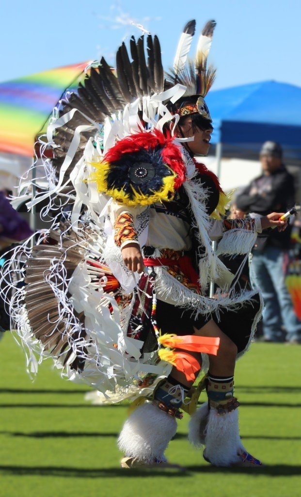 Snow Mountain Paiute Pow Wow Grand Entry as an energetic young man in a spectacular Grass costume lights it up as seen in Powwows: Duck Valley; Elko; Ely; Fallon; Fort Mojave; Goshute; Moapa; Muckleshoot; Nevada Day; Numaga; Red Dress; Sacred Visions; Stewart; Sycuan; UNLV; Univ. of Nev. Reno; and Walker River.