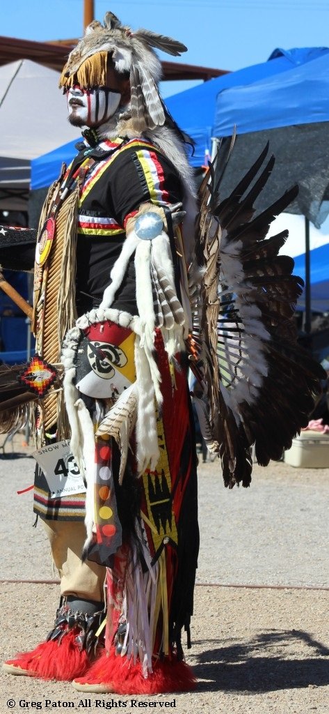 Grand Entry Leader as seen in powwows: Oglala; Rosebud Sioux; Shoshone; Sioux; Tohono; Wacipi; Wampanoag; Yaqui; & Zuni.