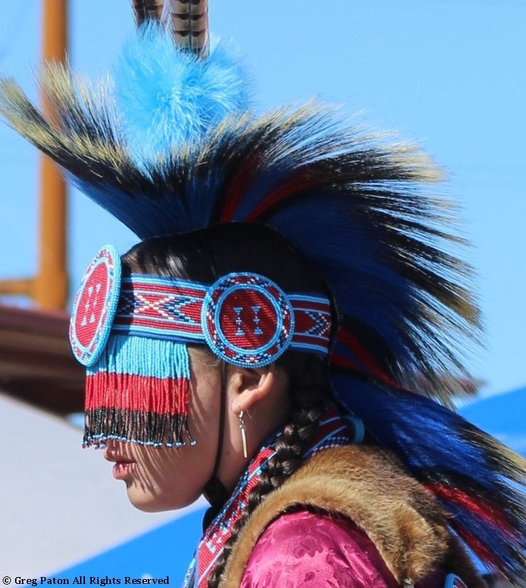 Grand Entry head shot of participant as seen in powwows: Apache; Apache Nation; Arapaho; Blackfeet; Blackfeet Nation; Blackfoot; Black Hills; Cherokee; Cherokee Nation; and Cheyenne.