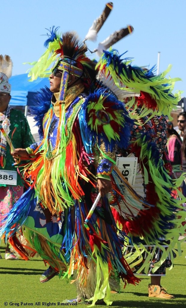 Closeup Native American Grand Entry asas seen in powwows: Nez Perce; Ojibwe; Oneida; O’odham; Pima; Pueblo Peoples; Seminole; and Shawnee.